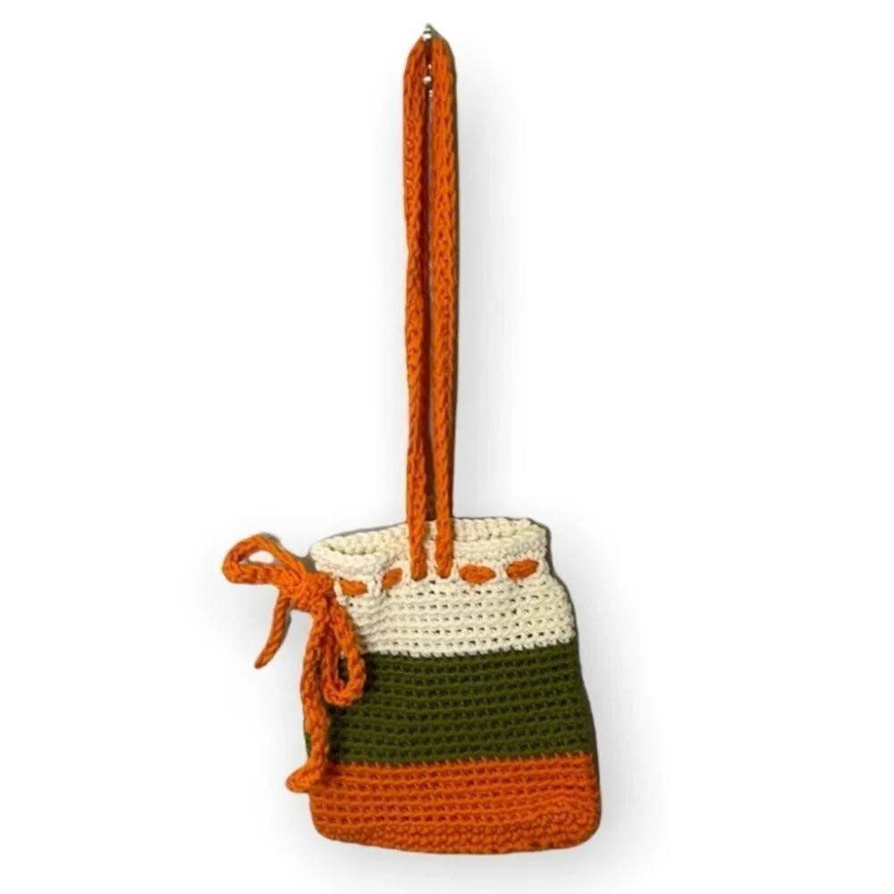 BOHO 70’s Vibe Hand Made Crochet Crossbody Carryall Bag Purse